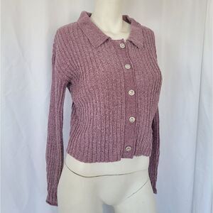Nikka k light Purple Long Sleeve Button Down Sweatshirt Size XS